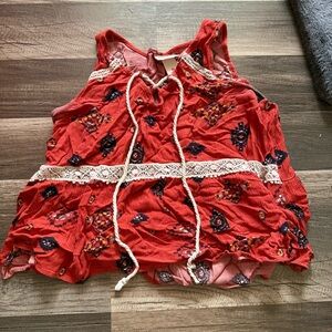 Mossimo Supply Co. Orange Boho Top with Crochet Accents